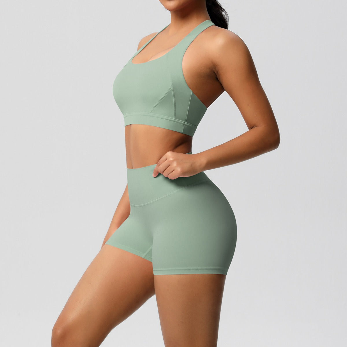 Women’s Tight Yoga Sports Tank & Shorts Set